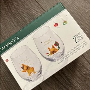 Holiday Stemless Wine Glass Set - Clear